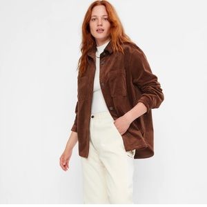 Gap oversized corduroy shirt in sable brown